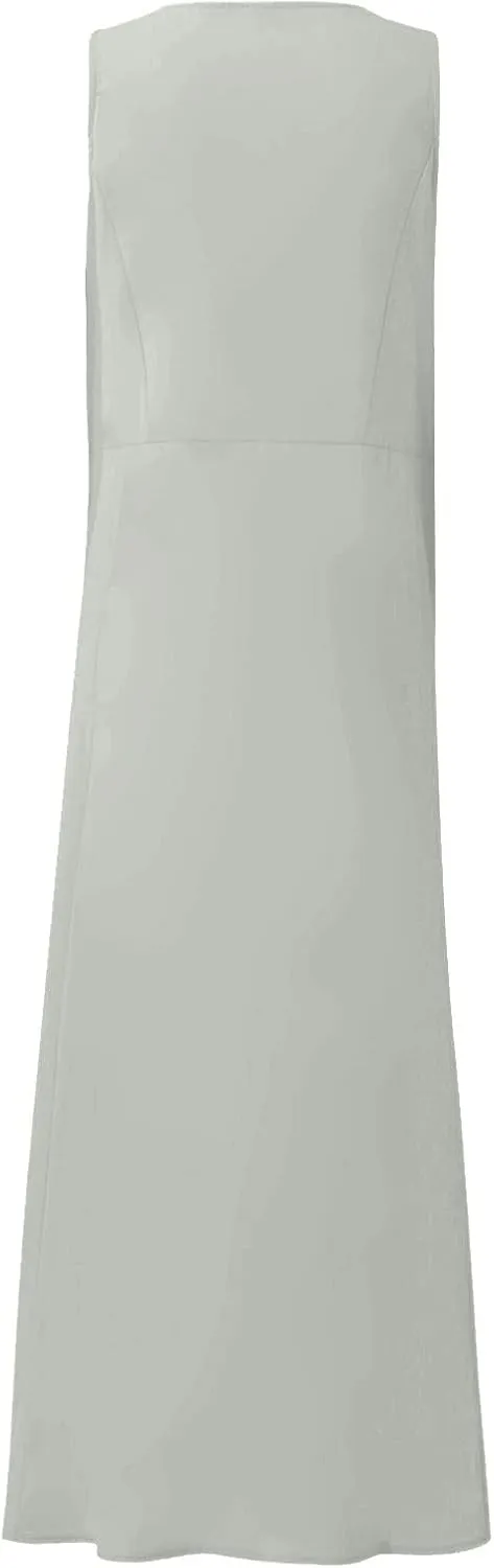 Women Dresses Linen Dress Summer Beach Dress Sleeveless Boho Maxi Long Dresses Casual with Pockects