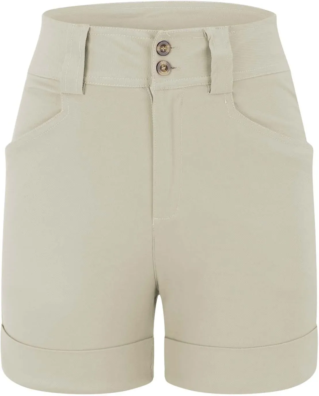 Women High Waisted Jean Shorts Stretchy Twill Denim Short for Women Folded Hem Chino Shorts Summer Jorts Plus Size
