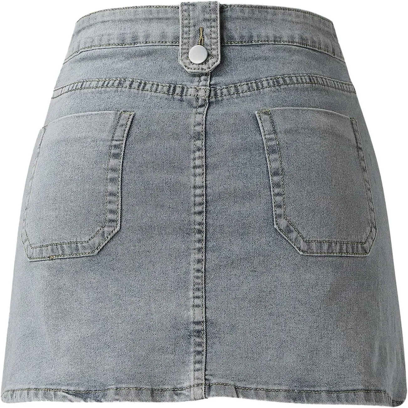 Women Summer Sexy High Waist Slim Jean Short Skirt with Pockets Leaf Skirt for Men