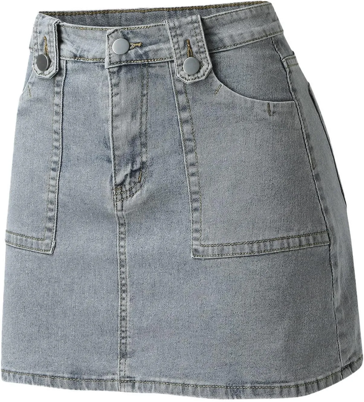 Women Summer Sexy High Waist Slim Jean Short Skirt with Pockets Leaf Skirt for Men