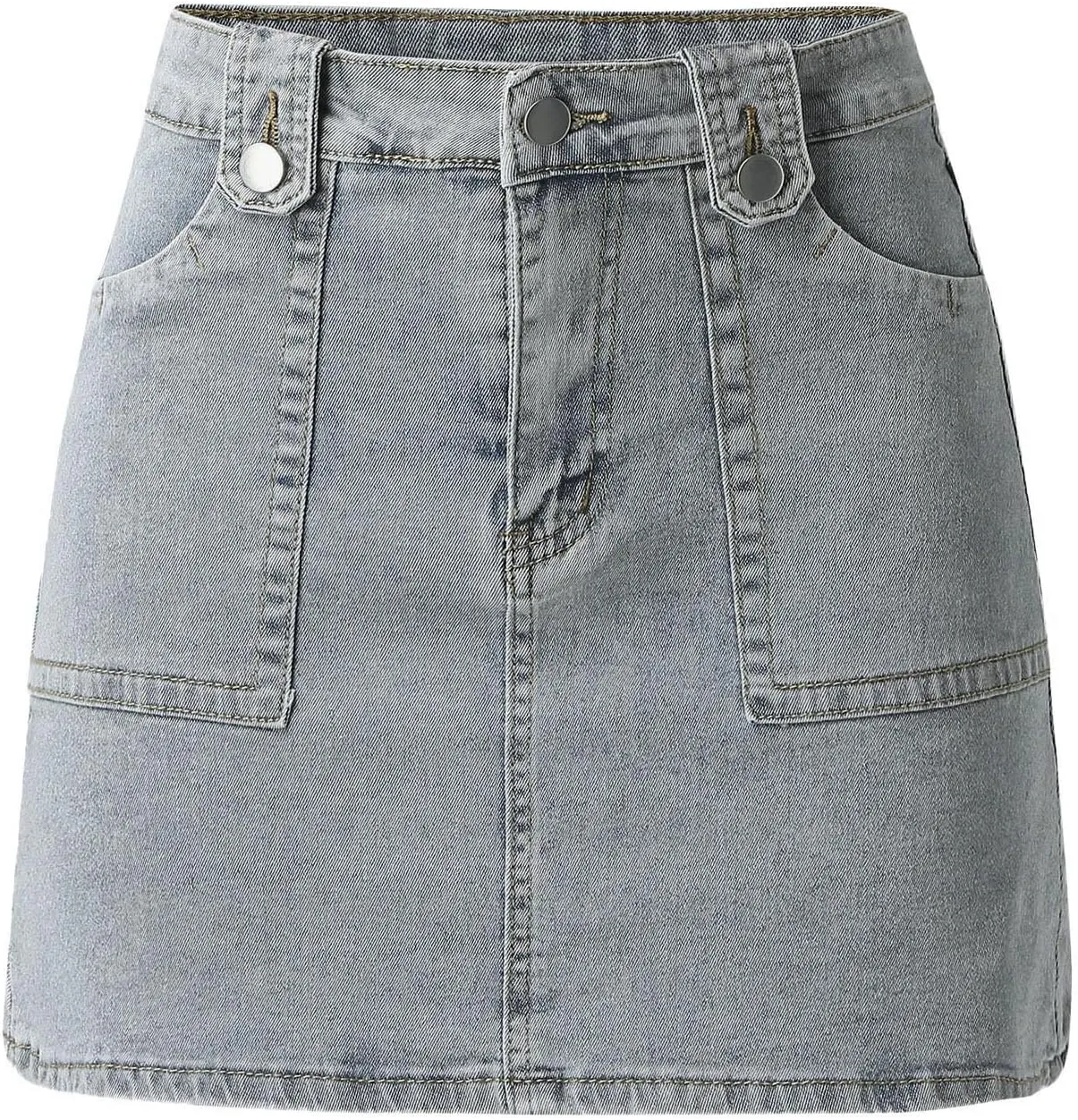 Women Summer Sexy High Waist Slim Jean Short Skirt with Pockets Leaf Skirt for Men