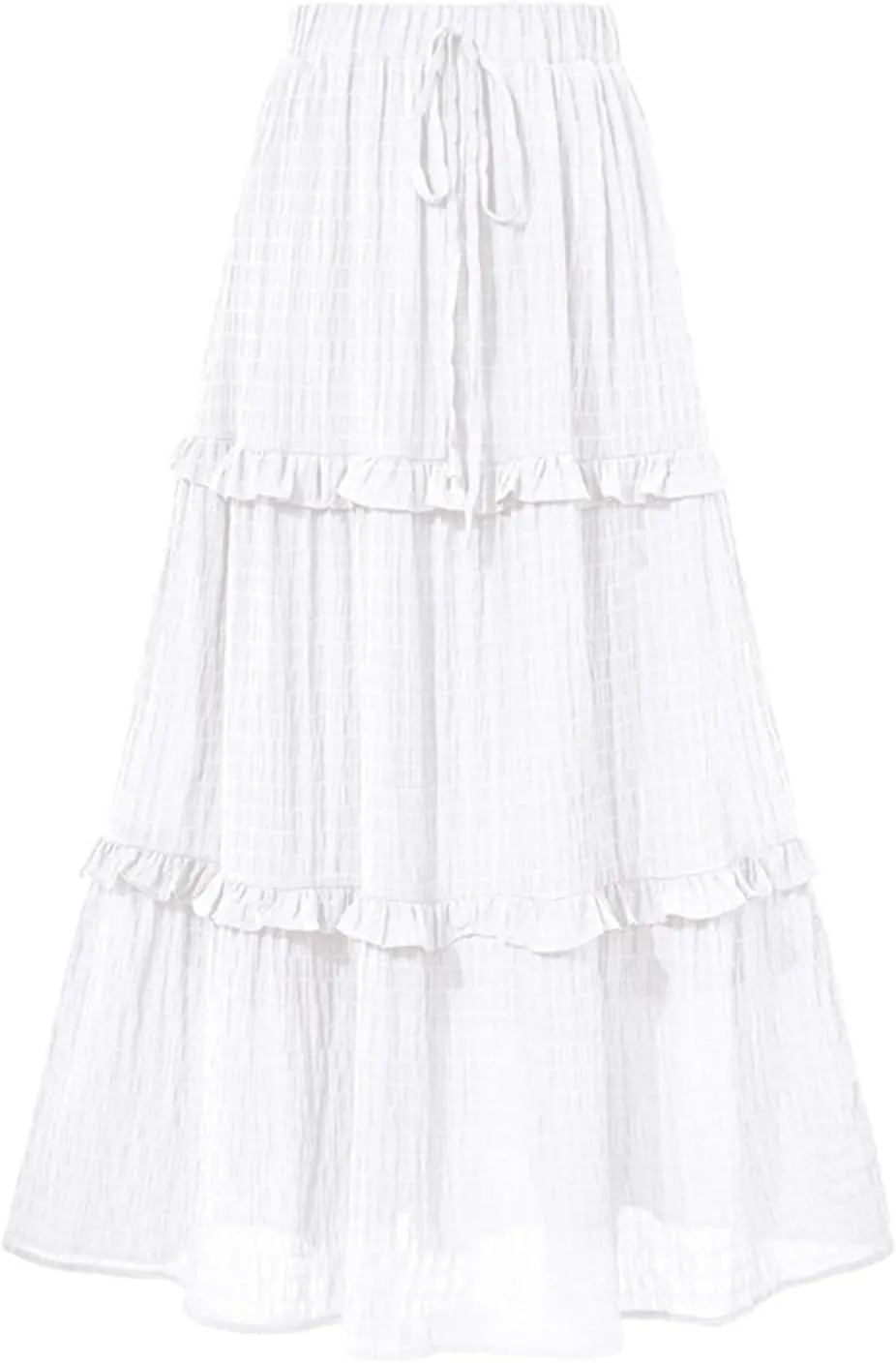 Women's 2024 Bohemian Long Skirts Elastic High Waist A Line Maxi Skirts Summer Casual Pleated Flowy Skirts