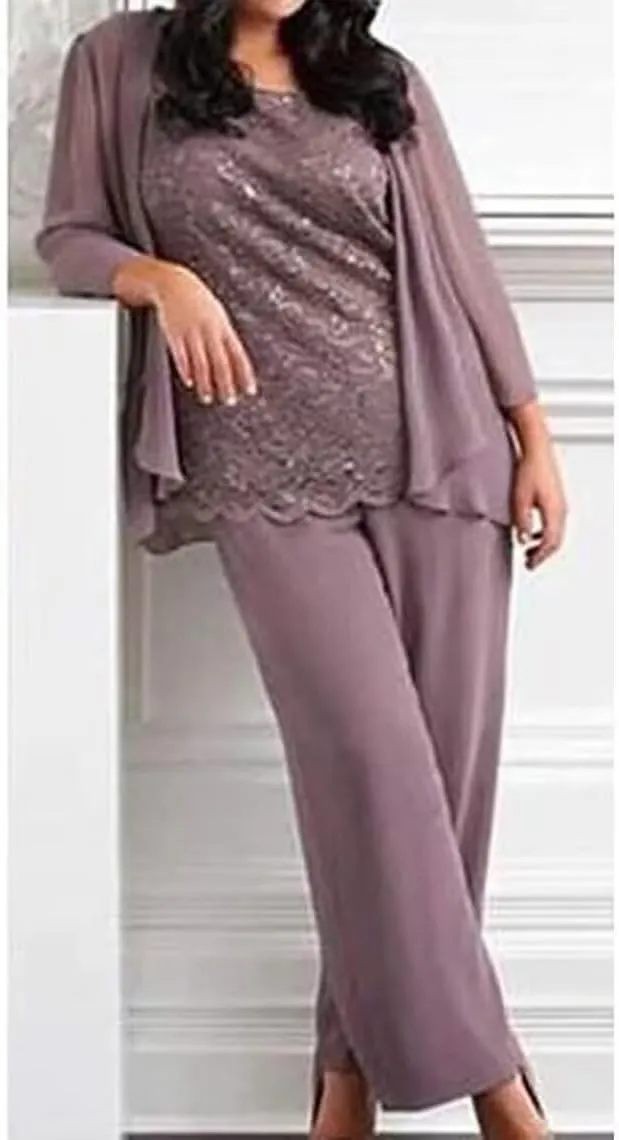 Women's 3 Pieces Mother of The Bride Dress Pant Suits with Jacket for Wedding Guest Dress