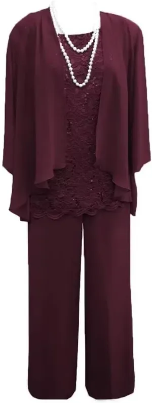 Women's 3 Pieces Mother of The Bride Dress Pant Suits with Jacket for Wedding Guest Dress