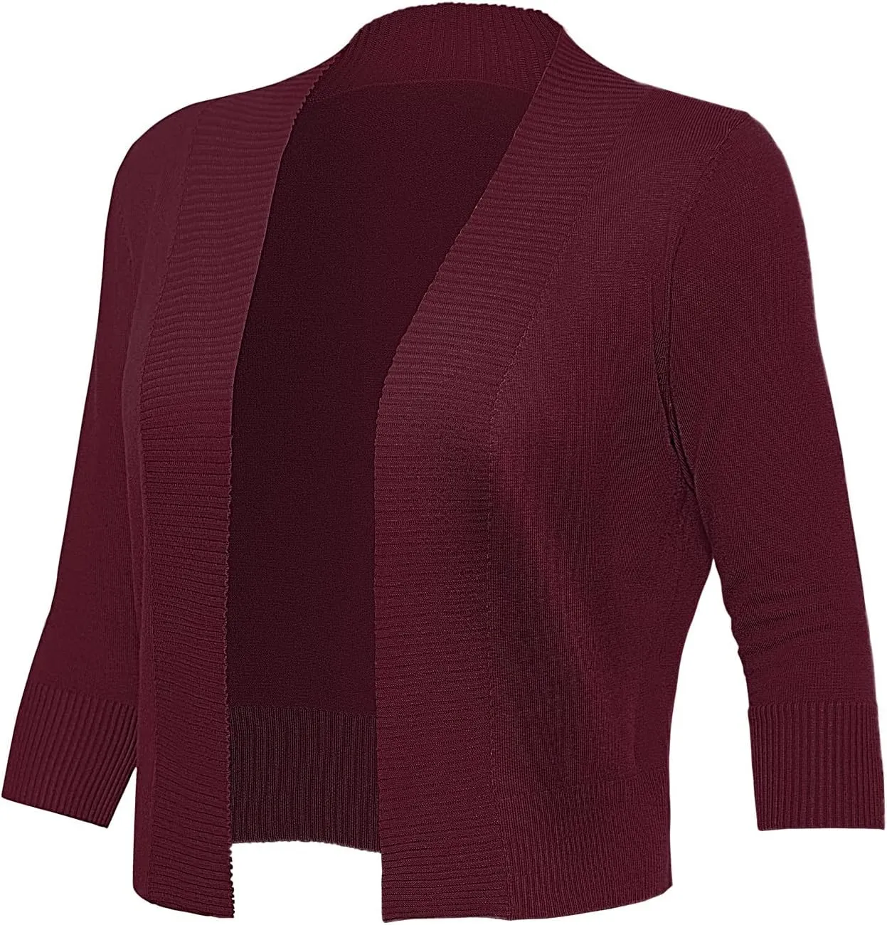 Women's 3/4 Sleeve Cropped Cardigan Sweaters Open Front Bolero Short Shrugs S-XL