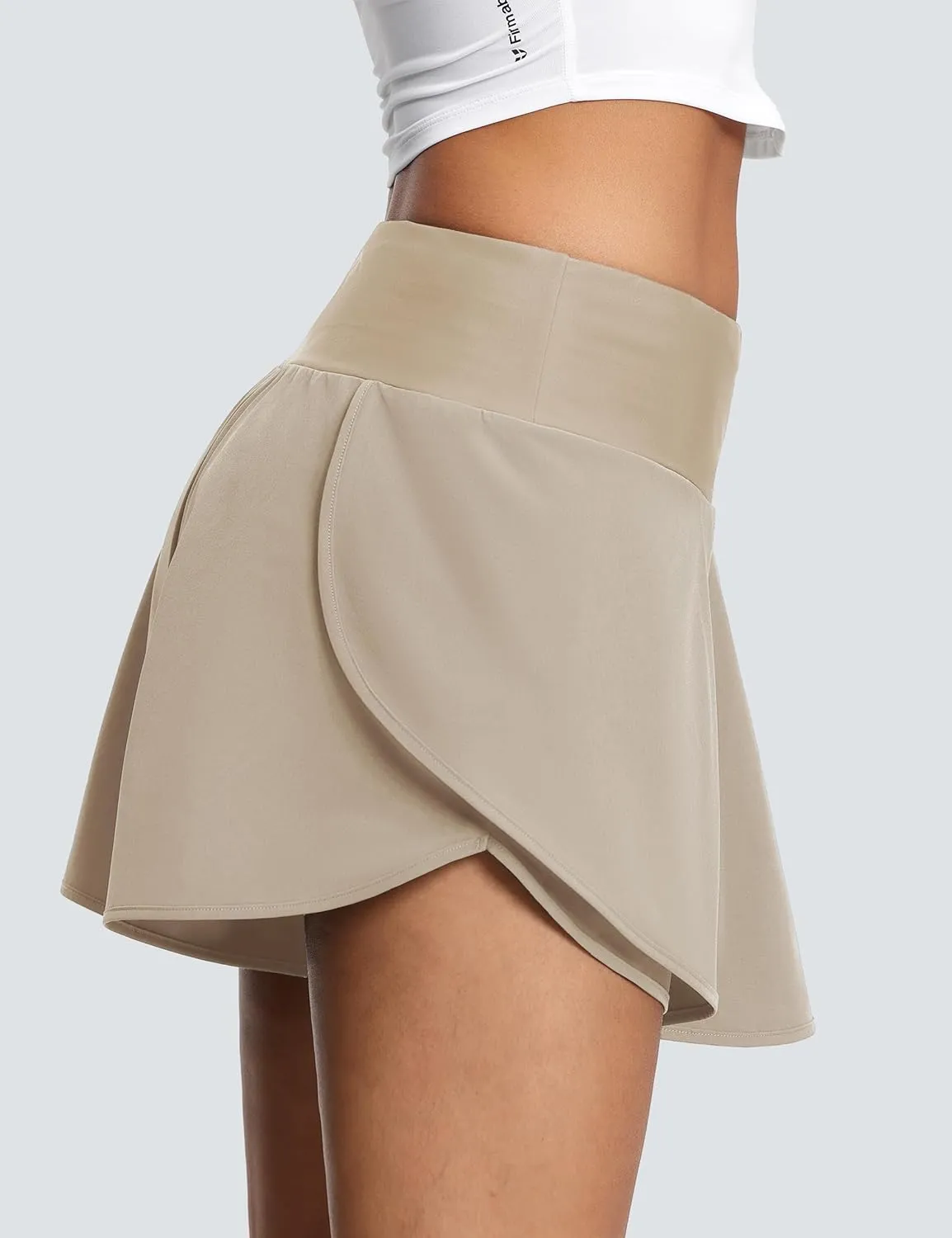 Womens 3" Swim Board Shorts High Waisted Flowy Quick Dry UPF 50  Summer Beach Shorts with Liner Zipper Pockets
