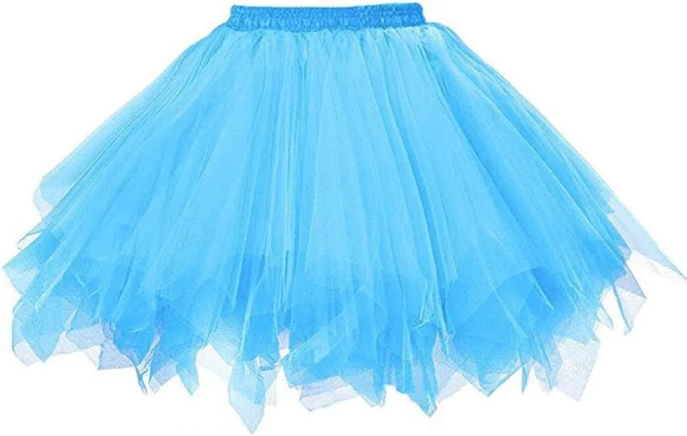 Women's A-Line High Waisted Midi Skirt Women's Tulle Skirts Ruffle Solid Layer Skirts Elastic High Waist