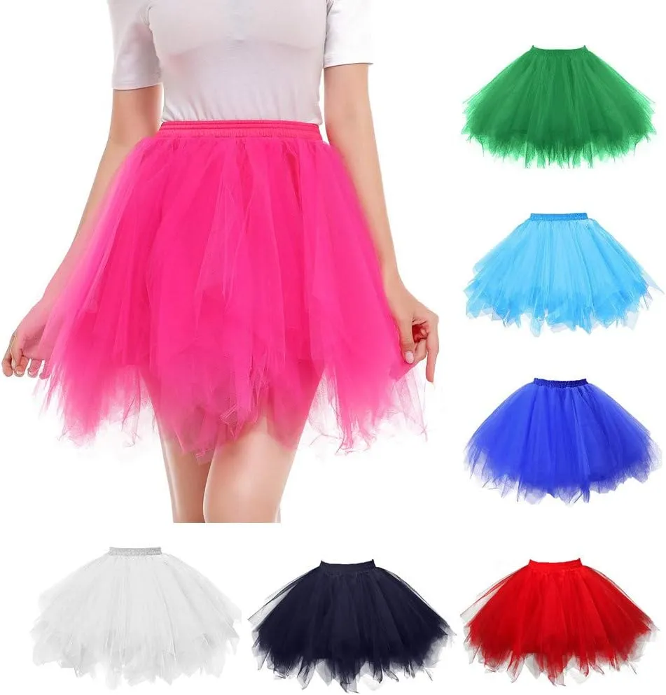 Women's A-Line High Waisted Midi Skirt Women's Tulle Skirts Ruffle Solid Layer Skirts Elastic High Waist