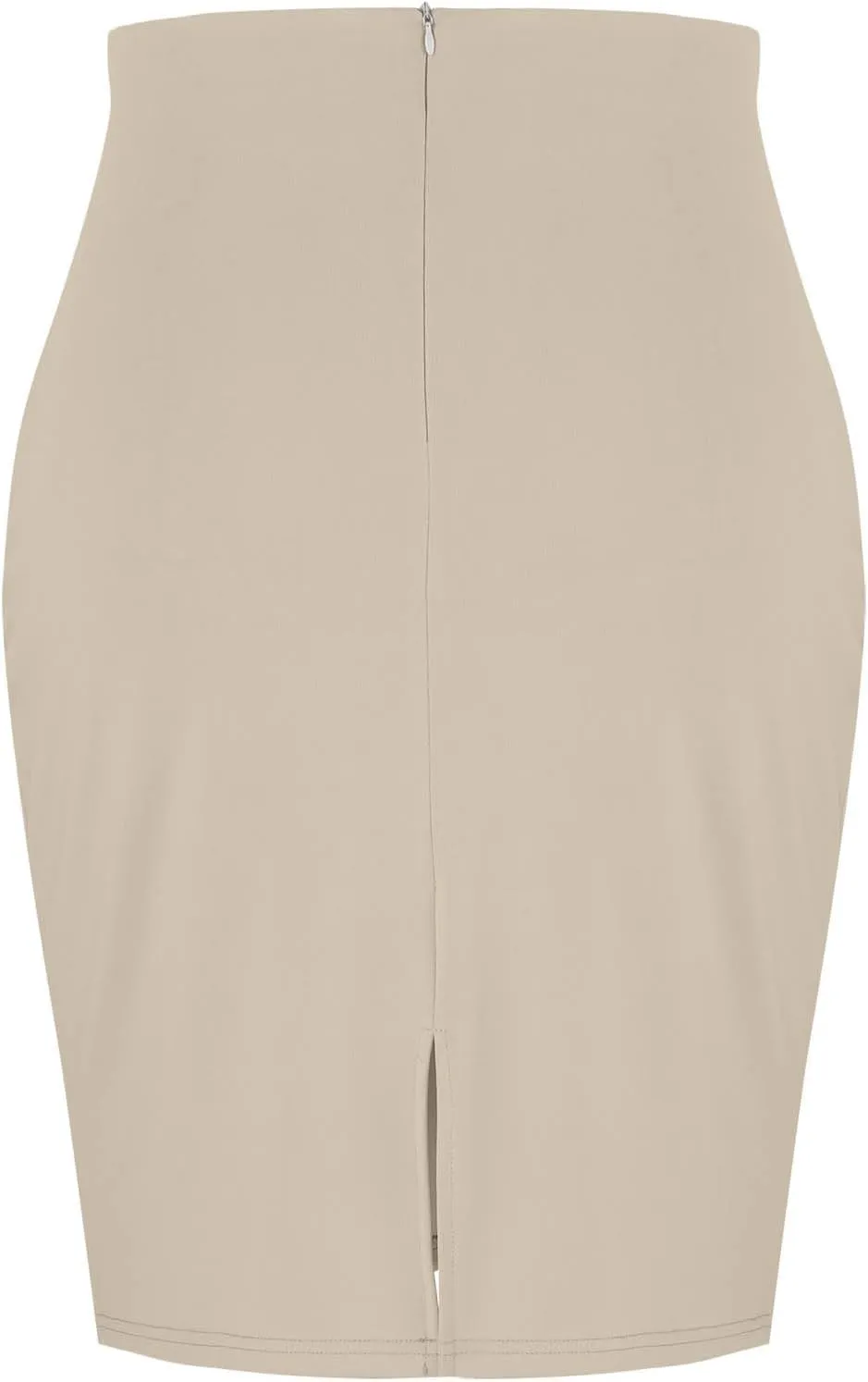 Womens Basic Pencil Skirt Knee Length Office Midi Bodycon High Waist Solid Color Dress Summer Casual Split Skirts