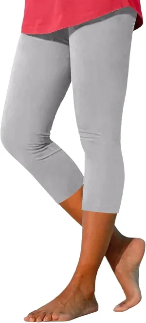 Women's Capri Yoga Pants Stretch High Waist Elastic Cropped Pants Resort Beach Leggings Casual Summer Pedal Pushers