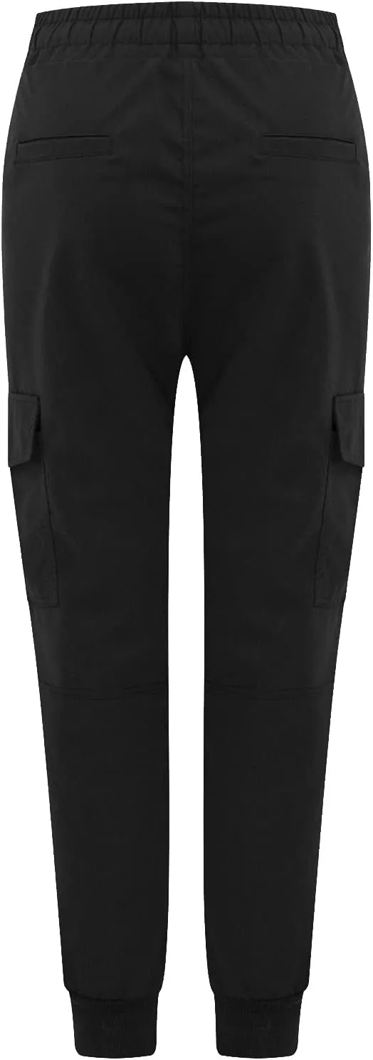 Women's Cargo Pants Tapered Leg Joggers Drawstring High Waist Pants Cotton Casual Hiking Trousers with Pockets