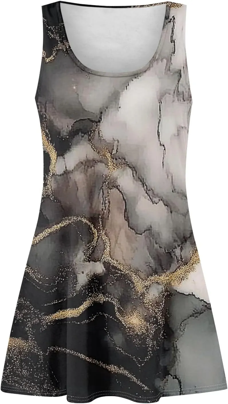 Women's Casual Dresses Crew Neck Sleeveless Floral Tank A Line Mini Dress Sundress 2025 Vestidos Casuales, S-3XL