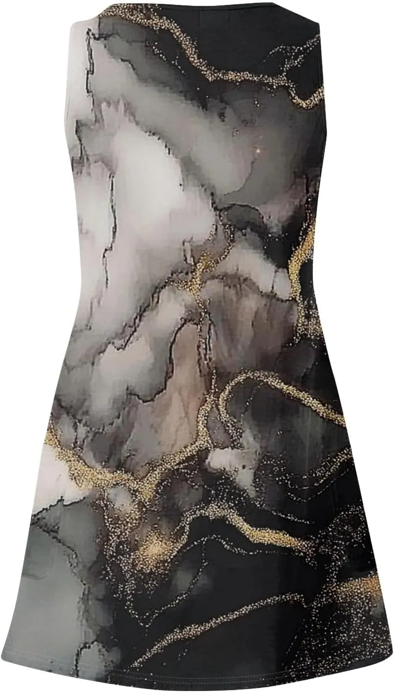 Women's Casual Dresses Crew Neck Sleeveless Floral Tank A Line Mini Dress Sundress 2025 Vestidos Casuales, S-3XL