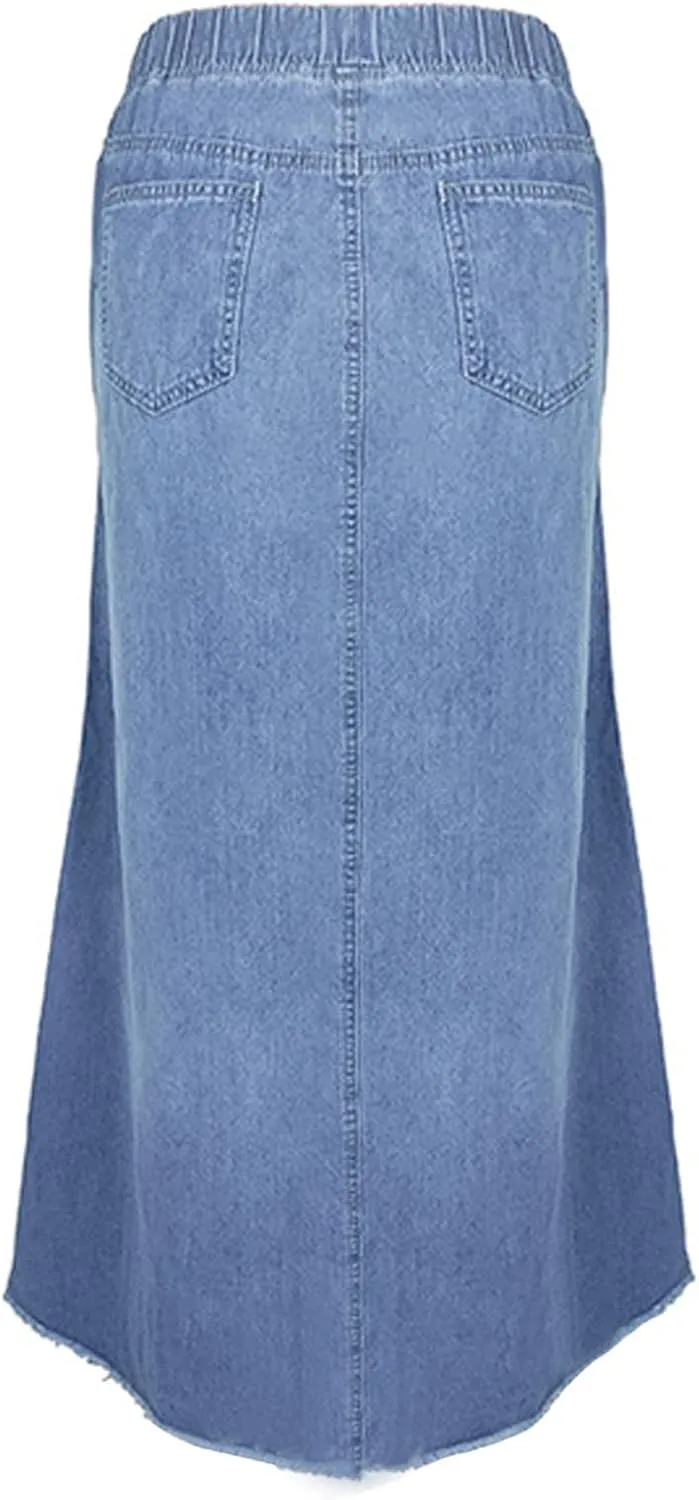 Women's Casual High Waist Denim Skirt Slim Fit A Line Jean Maxi Skirt Plus Size Sexy Mini Skirt