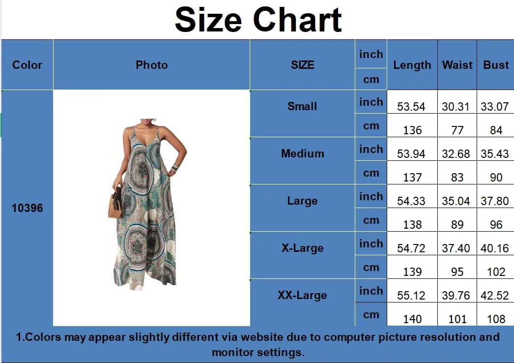 Women's Casual Summer Jumpsuits Sexy Loose Spaghetti Strap Floral Print Jumpsuit Wide Leg Pants Rompers with Pockets