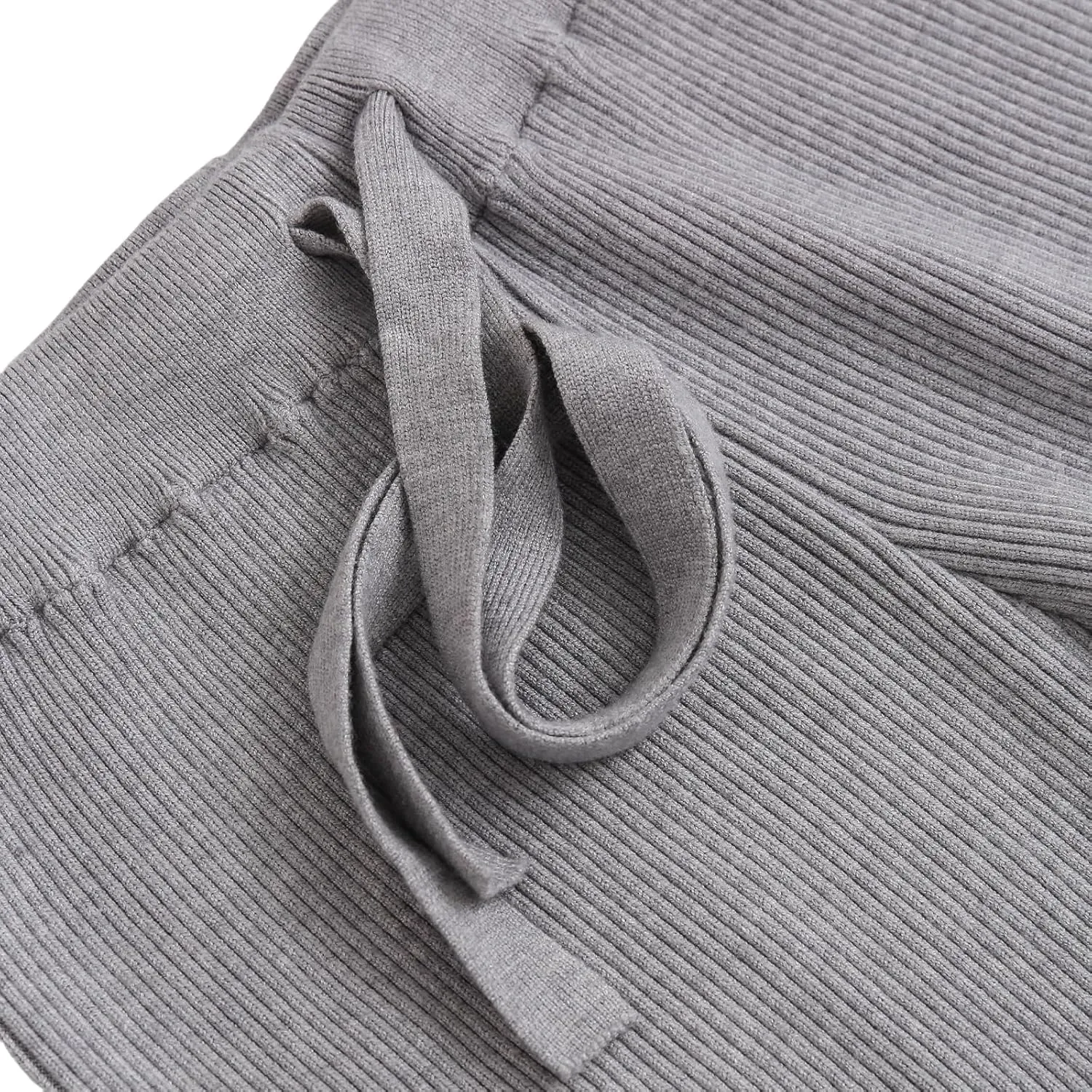 Women's Casual Wide Leg Pants Fall Winter Elastic Waist Loose Rib Knit Lounge Palazzo Trousers High Waist Sweater Pant