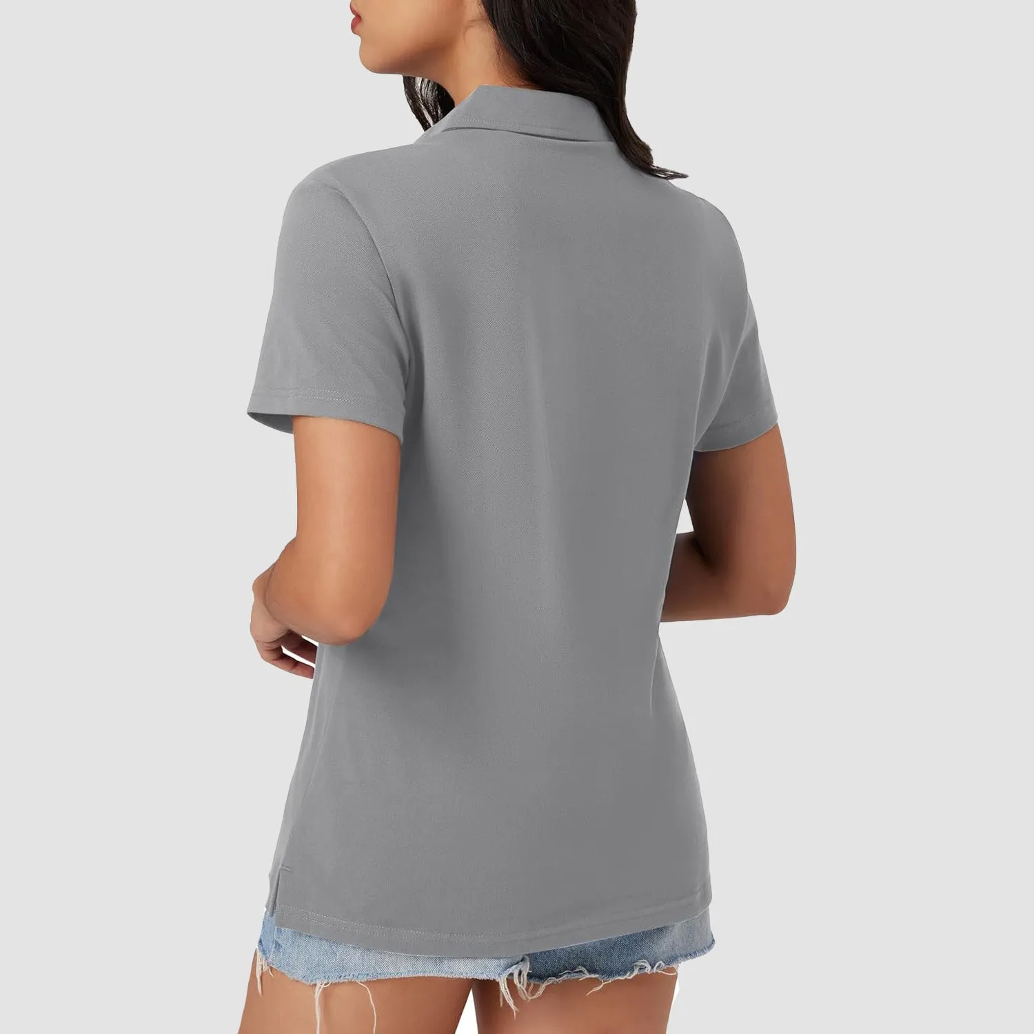 Women's Cotton V-Neck Polo Shirt | Short Sleeve Casual Golf & Work Tee