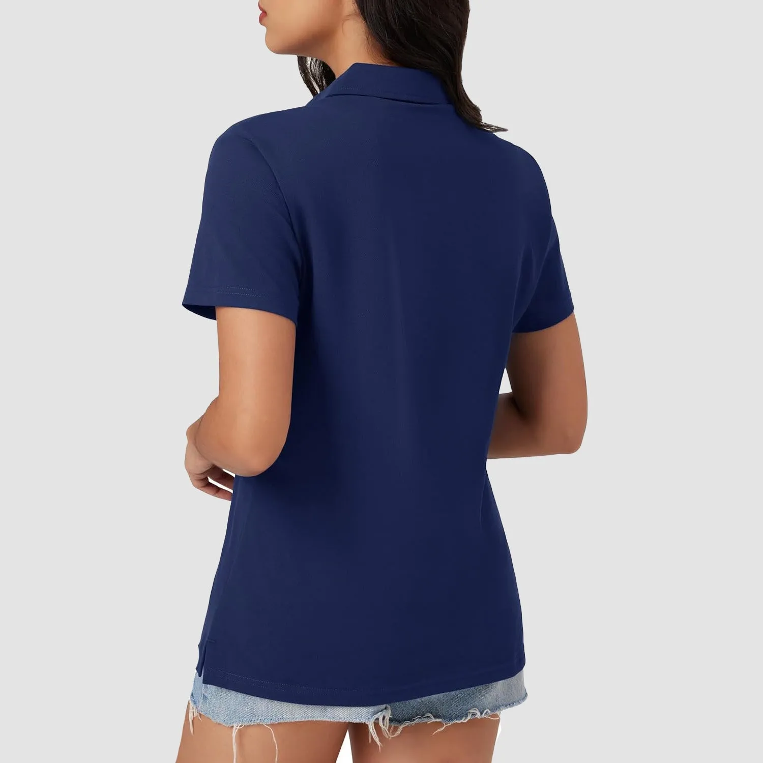 Women's Cotton V-Neck Polo Shirt | Short Sleeve Casual Golf & Work Tee