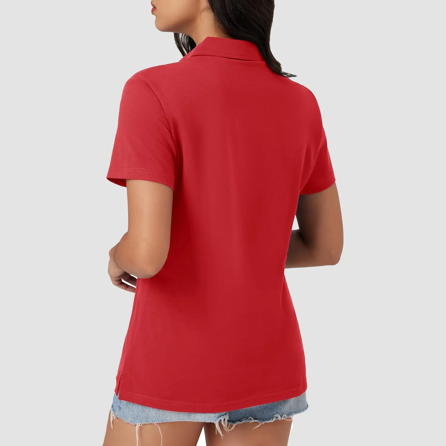 Women's Cotton V-Neck Polo Shirt | Short Sleeve Casual Golf & Work Tee
