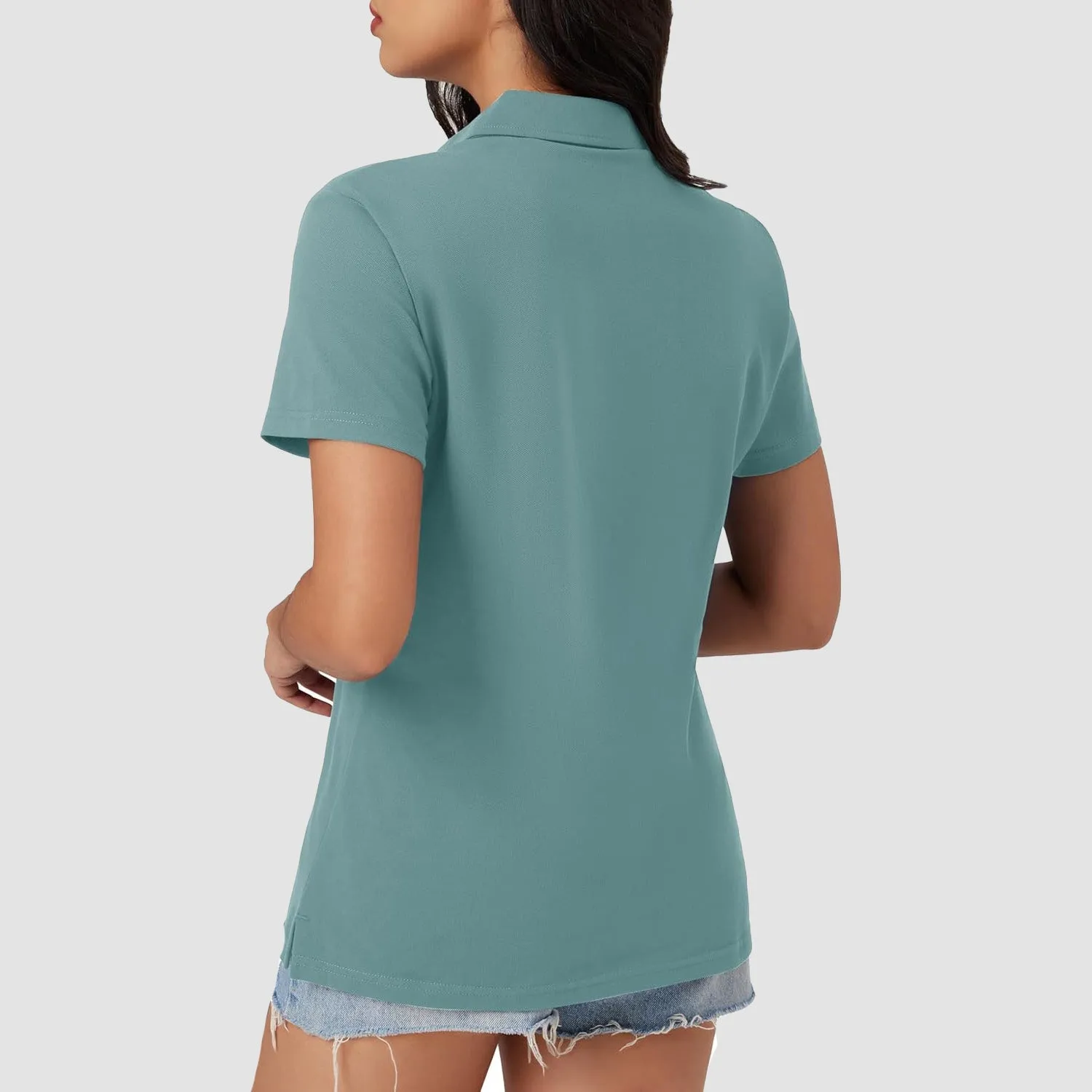 Women's Cotton V-Neck Polo Shirt | Short Sleeve Casual Golf & Work Tee