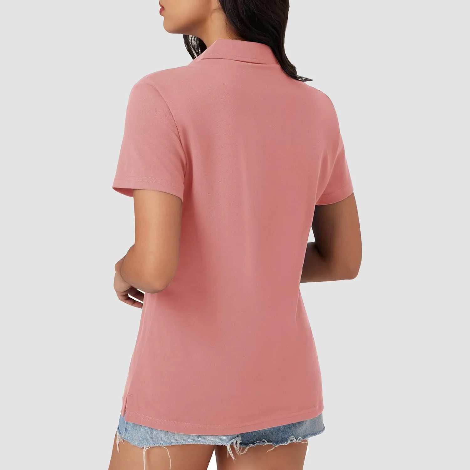 Women's Cotton V-Neck Polo Shirt | Short Sleeve Casual Golf & Work Tee
