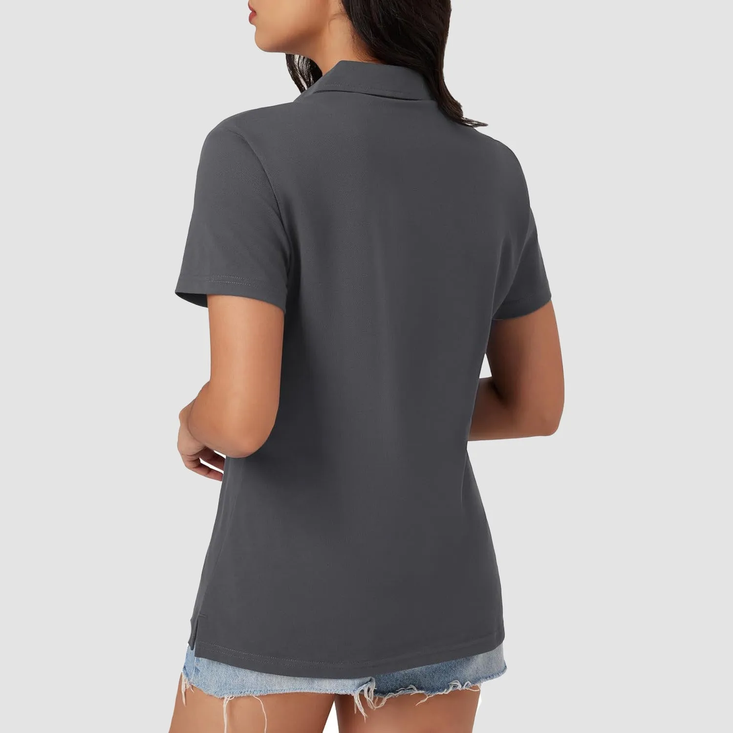 Women's Cotton V-Neck Polo Shirt | Short Sleeve Casual Golf & Work Tee