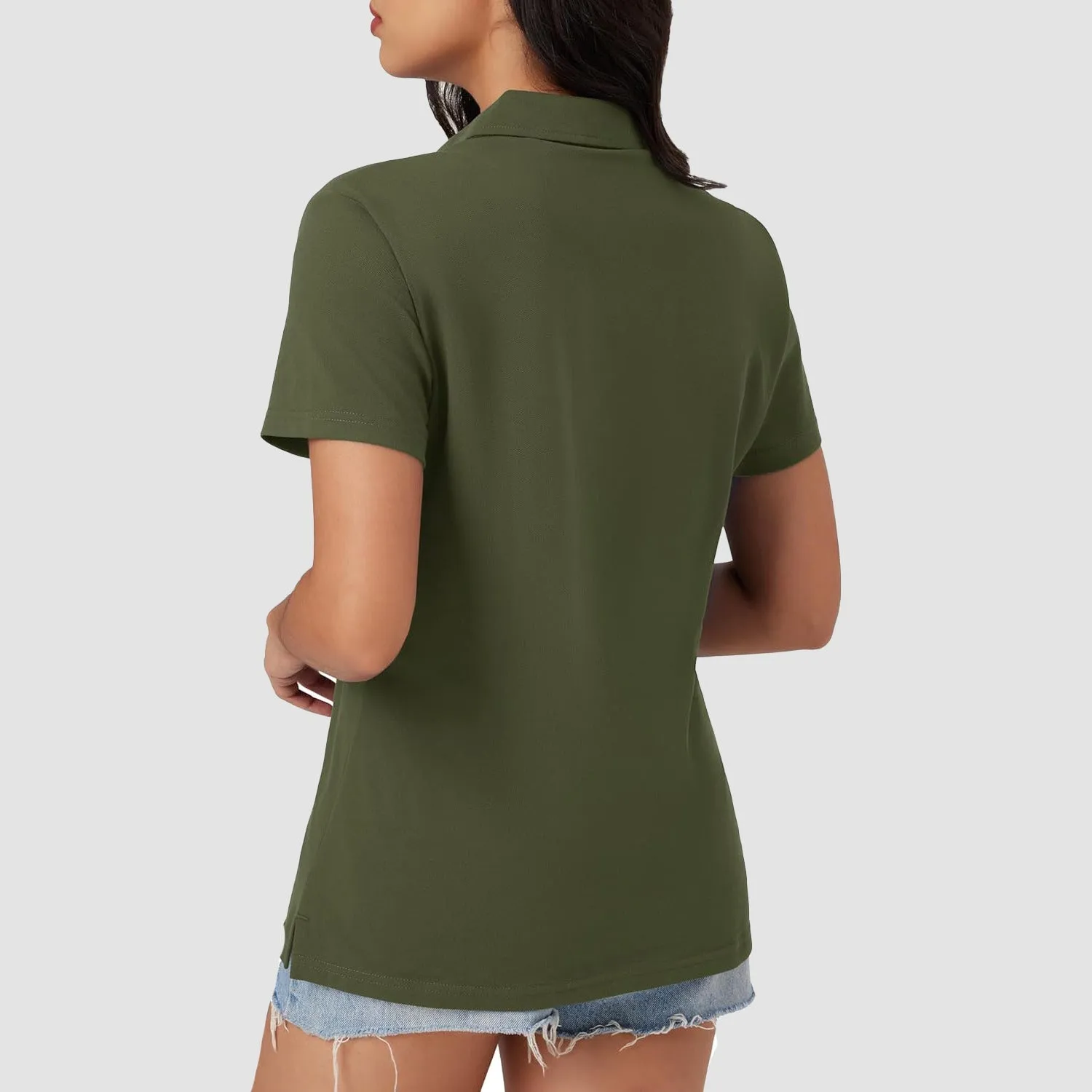 Women's Cotton V-Neck Polo Shirt | Short Sleeve Casual Golf & Work Tee