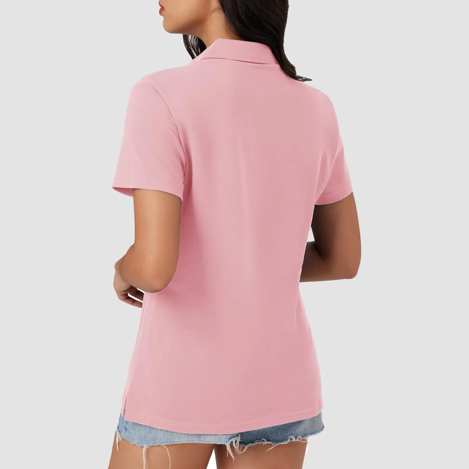 Women's Cotton V-Neck Polo Shirt | Short Sleeve Casual Golf & Work Tee