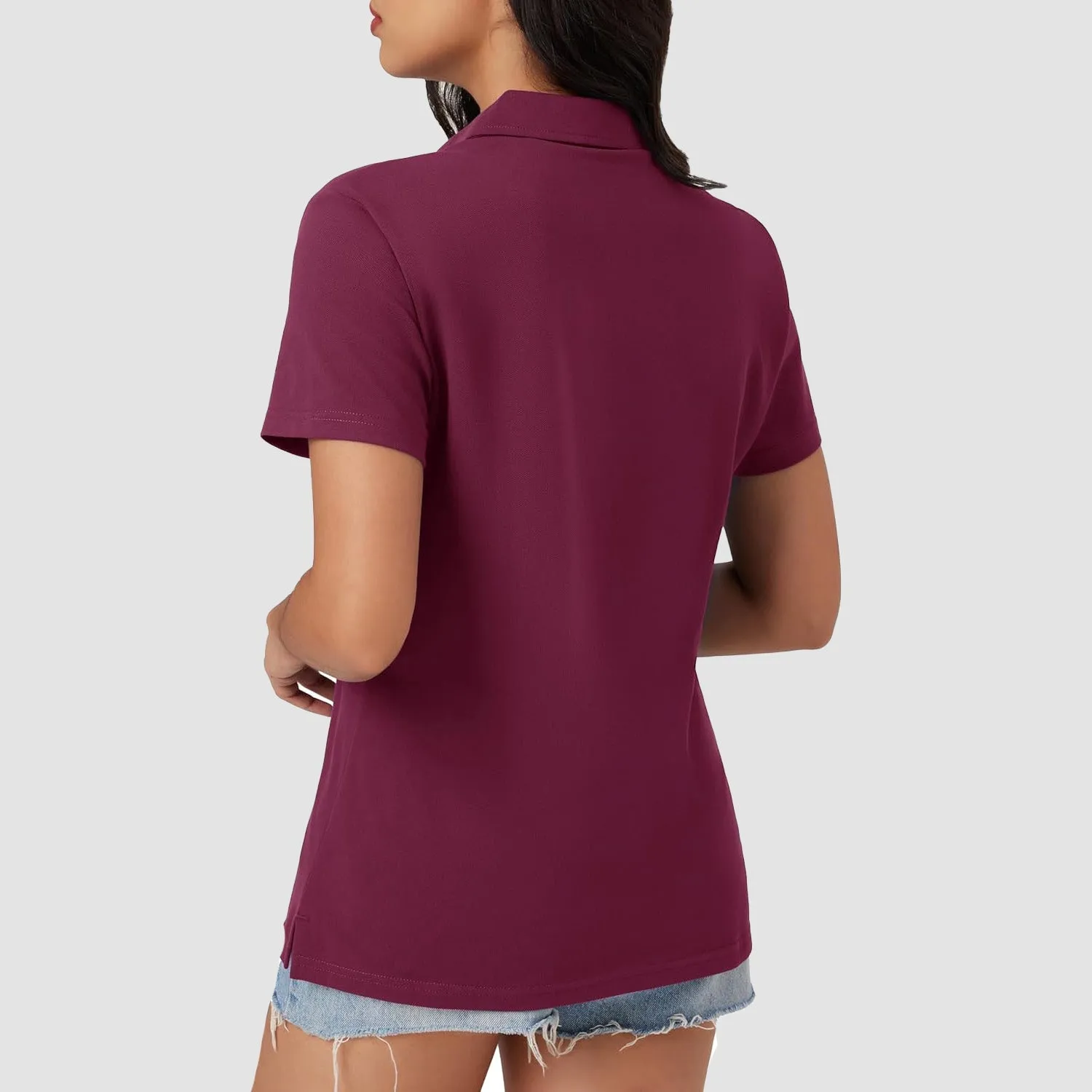 Women's Cotton V-Neck Polo Shirt | Short Sleeve Casual Golf & Work Tee