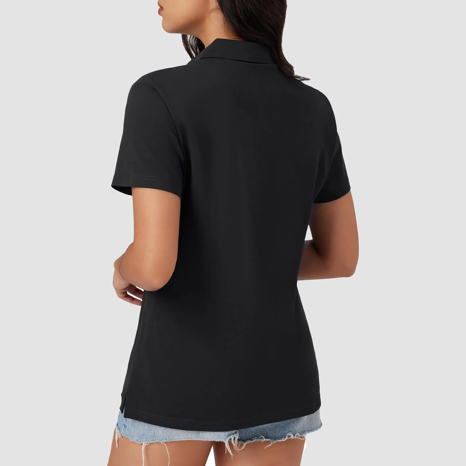 Women's Cotton V-Neck Polo Shirt | Short Sleeve Casual Golf & Work Tee