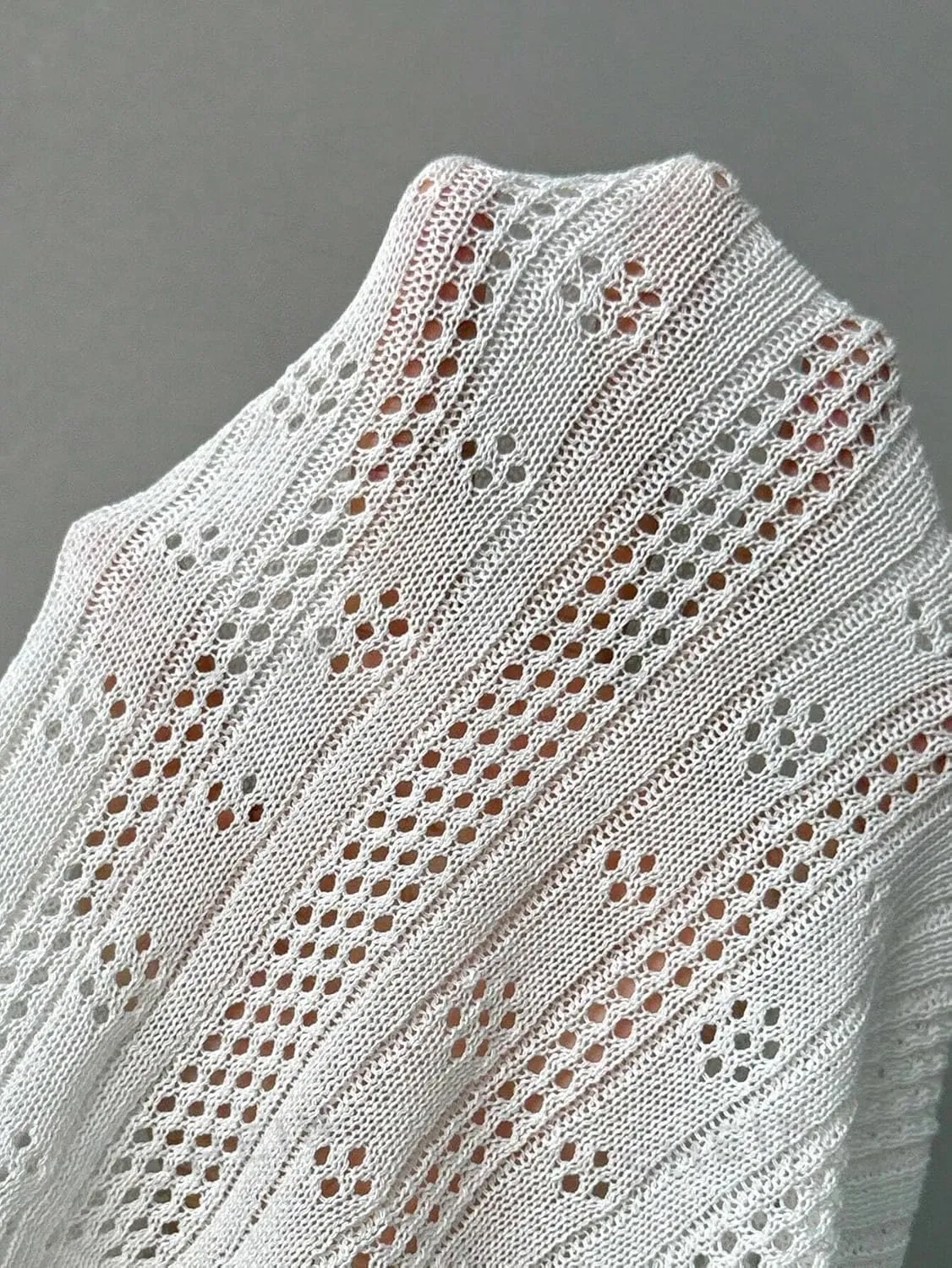 Women's Cute Handmade Cardigan Summer Little Sweater Lightweight Top with Small Flowers Pattern