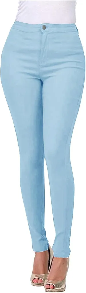 Women's Denim Pants Casual Stretchy Button Up Flat Front High Waisted Petite Jeans 70s Vintage Lounge Trousers Pants
