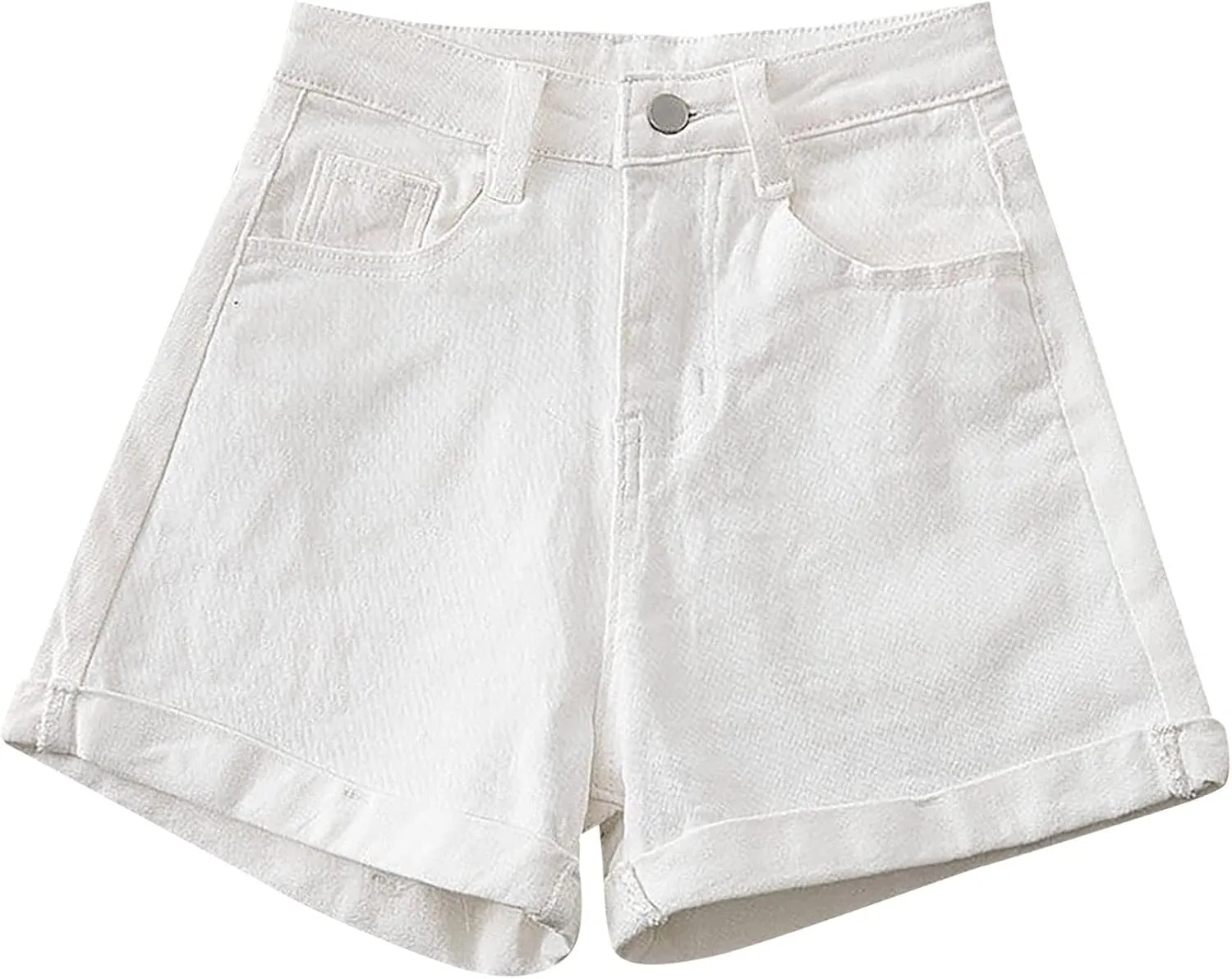 Womens Denim Shorts High Waisted Stretchy Cuffed Jean Shorts Casual Rolled Cuff Cut Off Jeans Short Summer Beach Pants