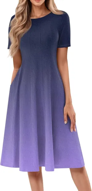 Womens Dresses Dresses for Women Casual Summer A Line Midi Dresses for Women Short Sleeve Loose Fit
