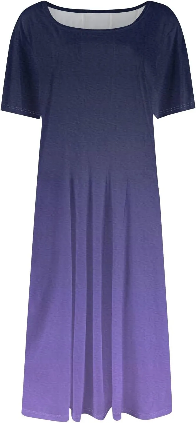 Womens Dresses Dresses for Women Casual Summer A Line Midi Dresses for Women Short Sleeve Loose Fit