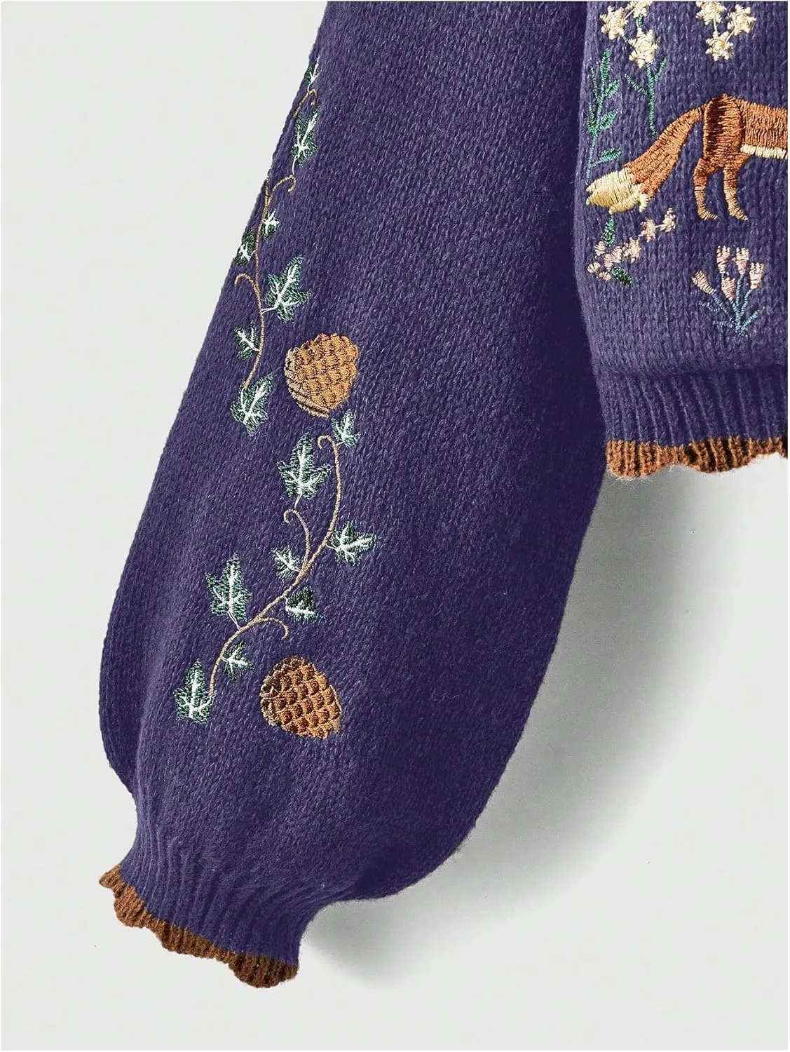 Women's Flower Embroidery Cardigans Sweaters Long Sleeve Button Down Knitted Loose Outwear
