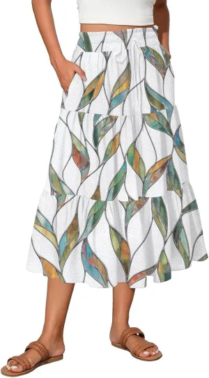 Women's High Waisted Maxi Skirts Flowy Summer Skirt for Women Bohemian A-Line