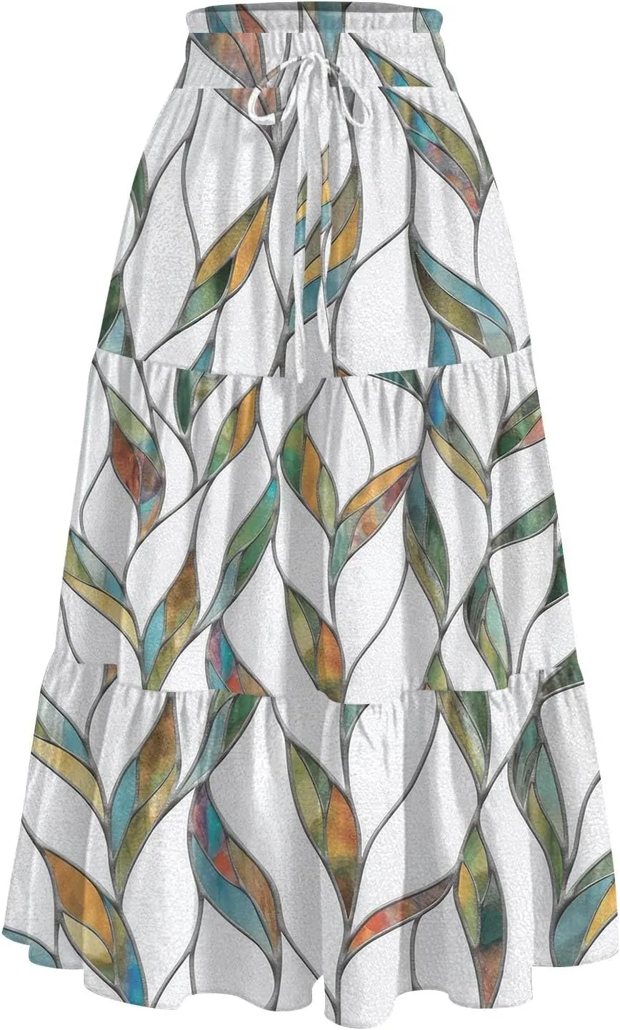 Women's High Waisted Maxi Skirts Flowy Summer Skirt for Women Bohemian A-Line