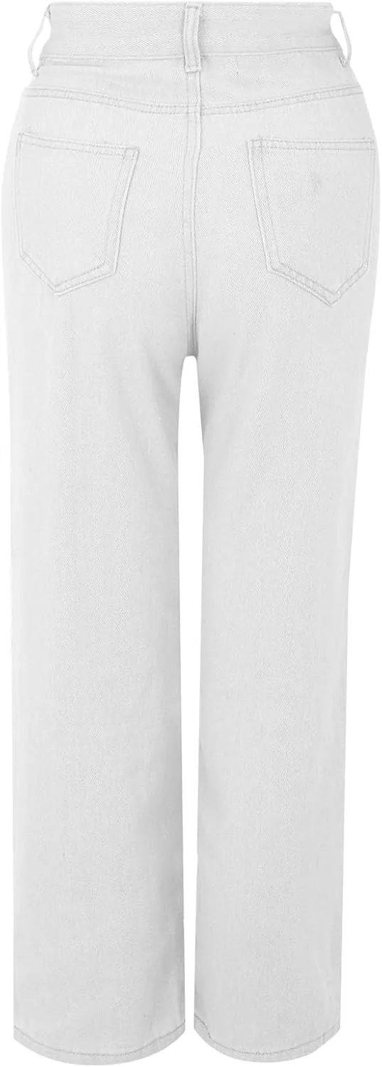 Women's High Waisted Wide Leg Jeans with Forward Pockets Trendy Casual Denim Pants for Comfort and Style Everyday