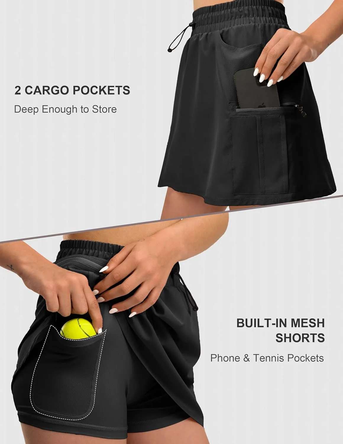Women's Hiking Cargo Skort Tennis Golf Skirt with 5 Pockets Stretchy Athletic Skorts for Summer Travel Outdoor 2025