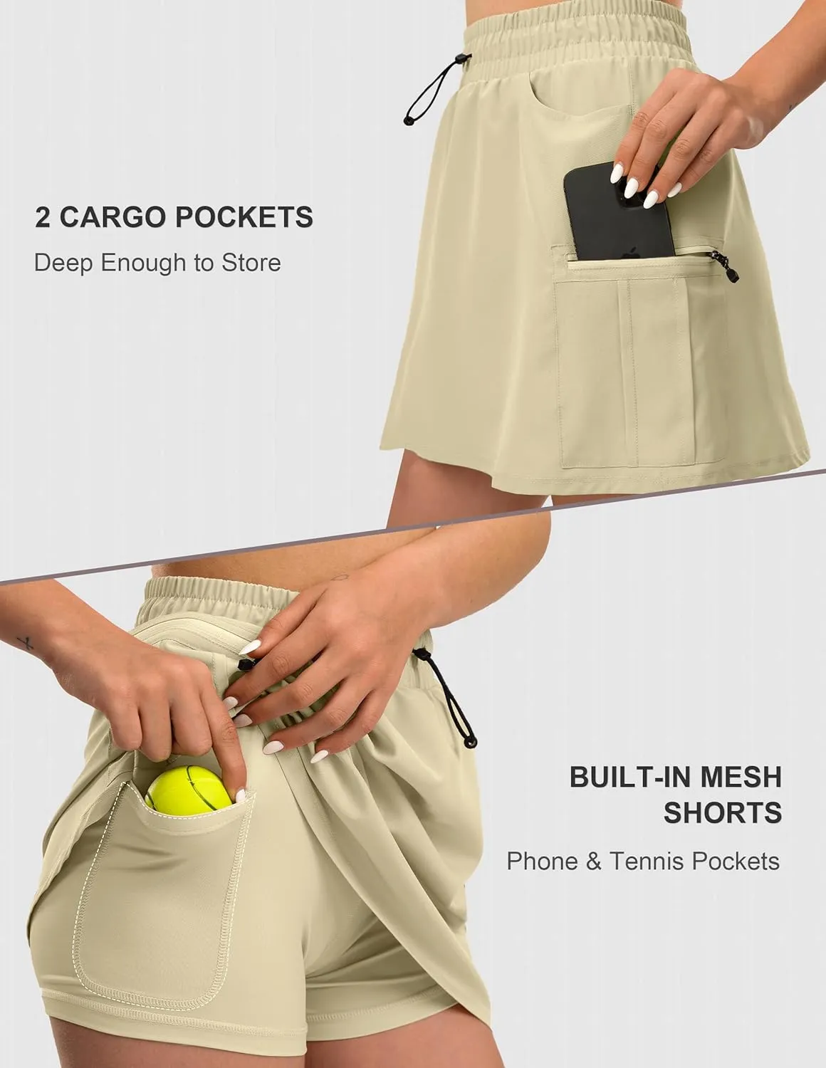 Women's Hiking Cargo Skort Tennis Golf Skirt with 5 Pockets Stretchy Athletic Skorts for Summer Travel Outdoor 2025