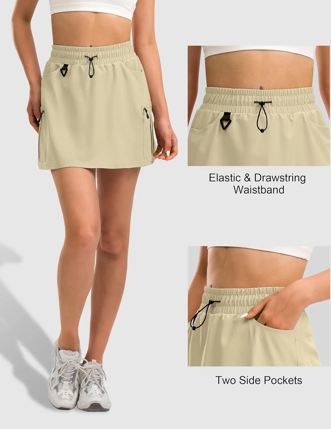 Women's Hiking Cargo Skort Tennis Golf Skirt with 5 Pockets Stretchy Athletic Skorts for Summer Travel Outdoor 2025