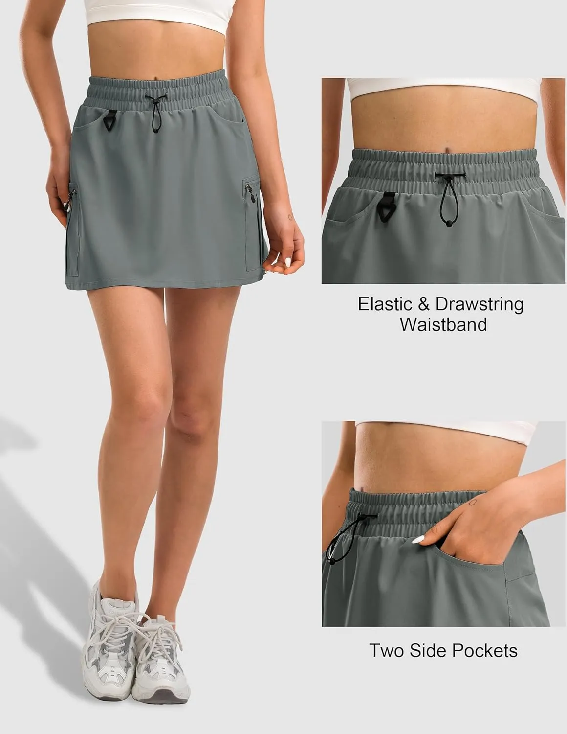 Women's Hiking Cargo Skort Tennis Golf Skirt with 5 Pockets Stretchy Athletic Skorts for Summer Travel Outdoor 2025