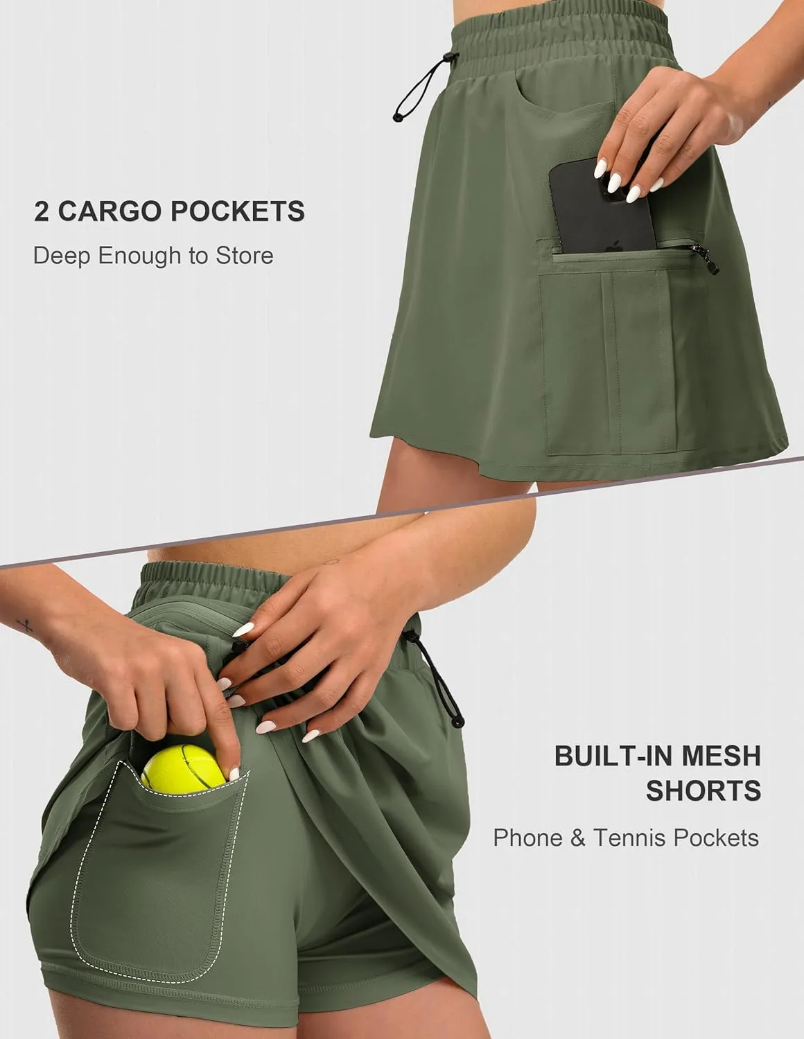 Women's Hiking Cargo Skort Tennis Golf Skirt with 5 Pockets Stretchy Athletic Skorts for Summer Travel Outdoor 2025