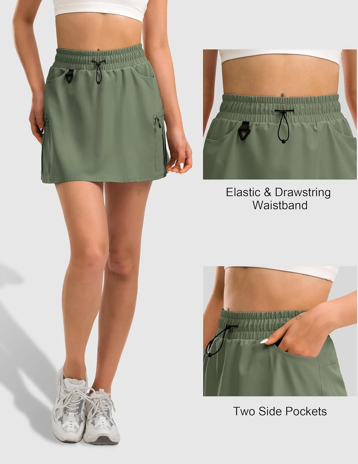 Women's Hiking Cargo Skort Tennis Golf Skirt with 5 Pockets Stretchy Athletic Skorts for Summer Travel Outdoor 2025