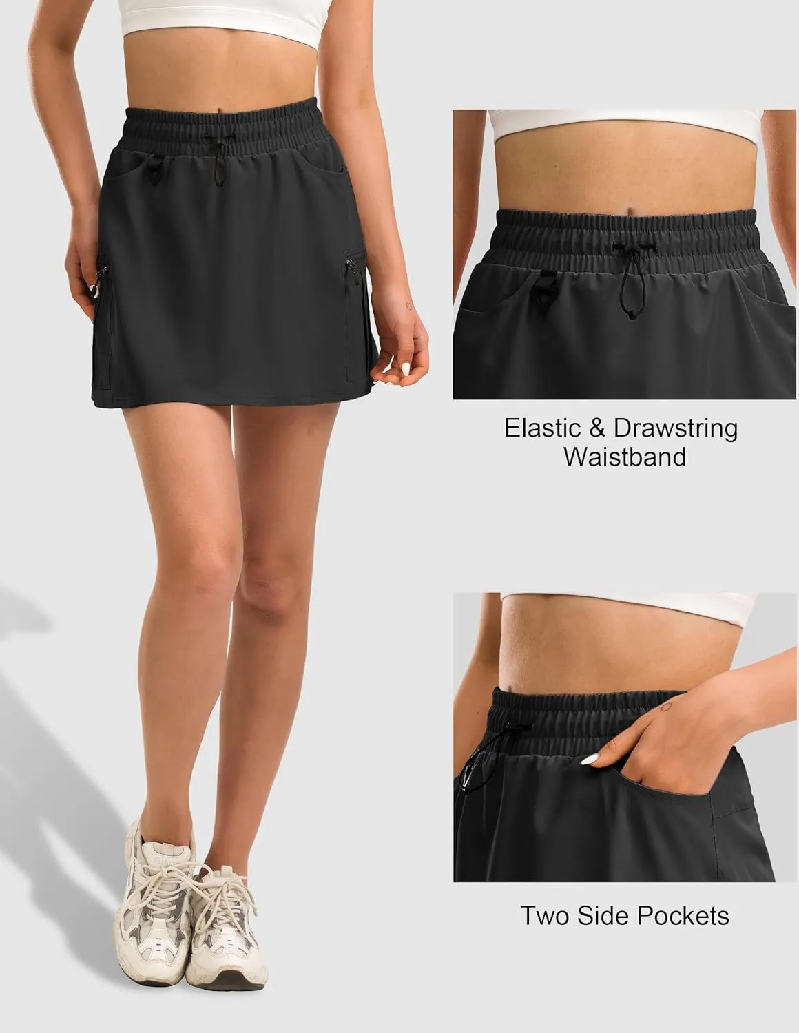 Women's Hiking Cargo Skort Tennis Golf Skirt with 5 Pockets Stretchy Athletic Skorts for Summer Travel Outdoor 2025
