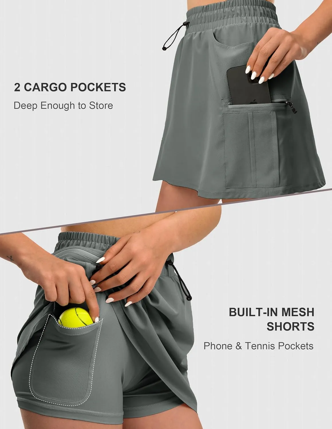 Women's Hiking Cargo Skort Tennis Golf Skirt with 5 Pockets Stretchy Athletic Skorts for Summer Travel Outdoor 2025