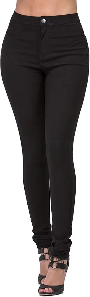 Women's Jeggings with Pockets, Skinny Fit Denim Look, High Waisted Stretchy Pull On Pants, Full-Length & Capri