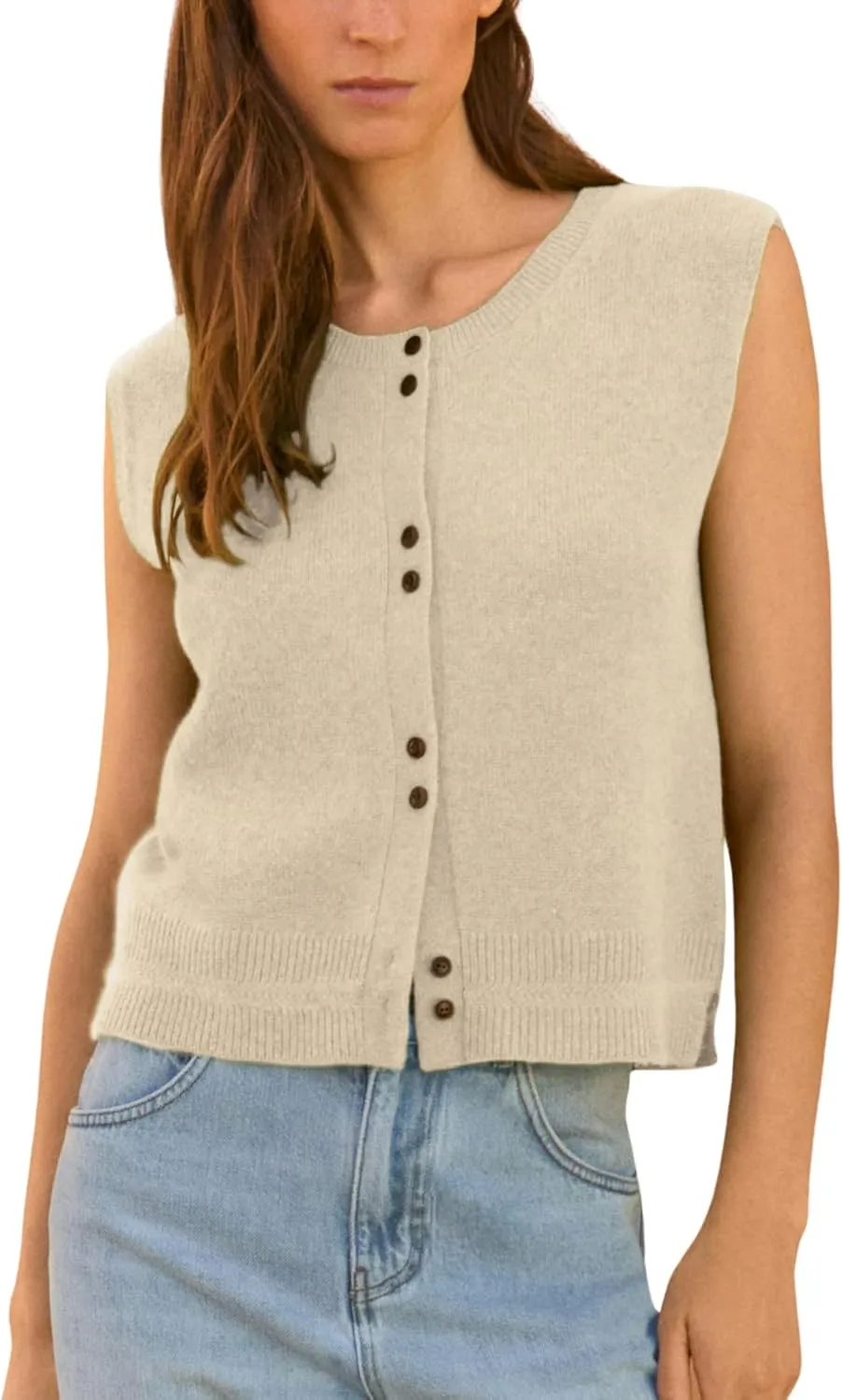 Women's Lightweight Cardigan Sleeveless Button Down Sweater Vest Casual Trendy Slim Knit Tank Tops