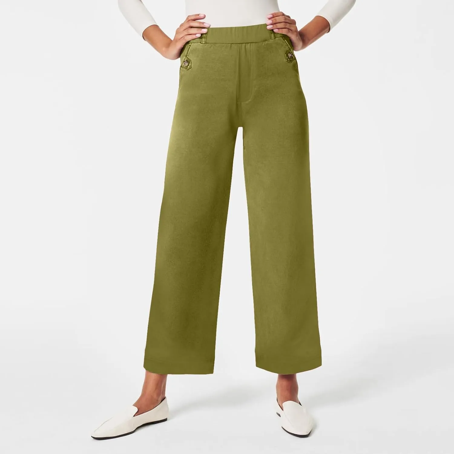 Women's Linen Blend Summer Pull On Palazzo Lounge Pants High Waist Wide Leg Slim-Fit Pant Trousers Work Business